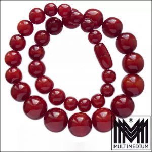 Große XXL Art Deco Cherry Bakelit Halskette rot bernsteinfarben