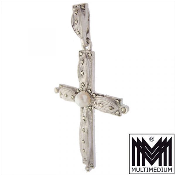 Theodor Fahrner Art Deco Silber Kreuz Anhänger Markasit silver cross