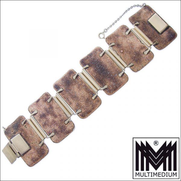 Wilhelm Leyser (attrib.) Modernist Matt Emaille Armband 60er Jahre vintage enamel bracelet
