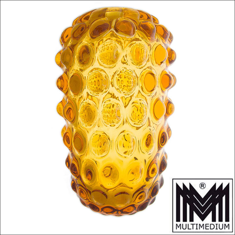 Murano Nuppen Glas Vase Ercole Barovier und Toso Honigfarben Höhe 18cm